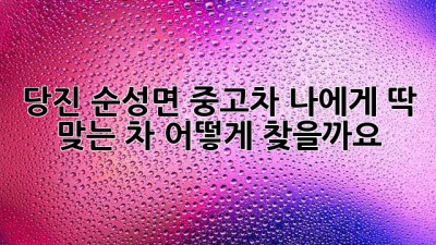 당진 순성면 중고차: 나에게 딱 맞는 차, 어떻게 찾을까요?